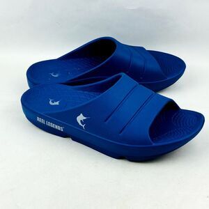 Reel Legends Slides Blue Sandals Mens‎ 8 Womens 10 Unisex Casual Slip On